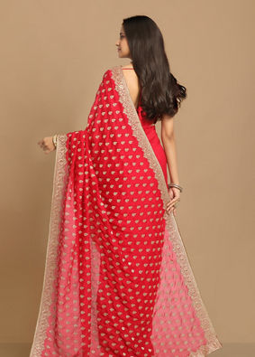 alt message - Mohey Women Enigmatic Rani Pink Saree image number 3